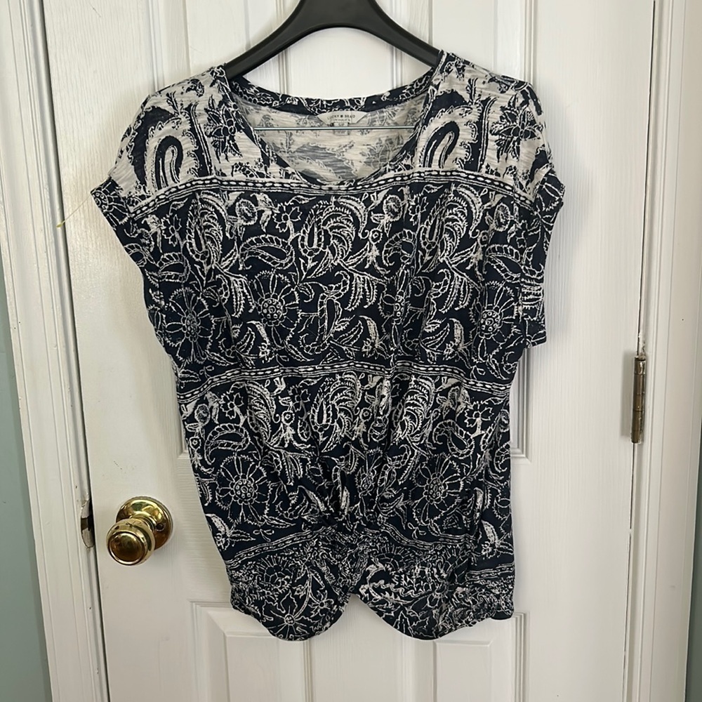 Blue and white blouse